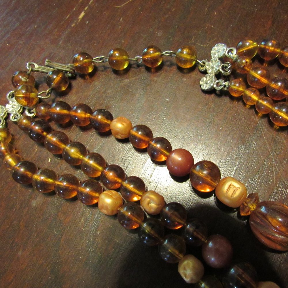 🍂 Elegant Vintage Copper-Gold Abstract Beaded Necklace - Picture 9 of 14